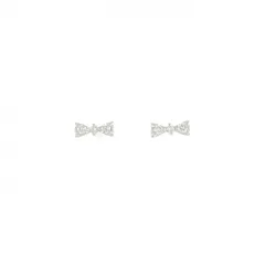 【新品】K10WG リボン ダイヤモンド ピアス 0.04CT