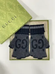 新商品 グッチ GG フィンガーレス手袋 カシミア 100% ブラックのサムネイル