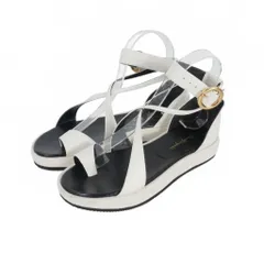 マメクロゴウチ  Mame Kurogouchi 22SS Curved Line Ankle レザー フラット サンダル アンクルストラップ 23.5cm 白 ホワイト MM22SS AC308のサムネイル