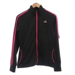 アディダス adidas ジャケット 上着 M 黒 ブラック ピンク スタンドカラー 長袖 サイドライン /SX ■ECF003