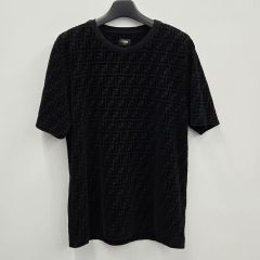 フェンディ FENDI クルーネック ブラック メンズFF柄 ピケ Tシャツ L 