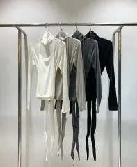 SAERA ウールストレッチレイヤー タートルネックTシャツ ブラック