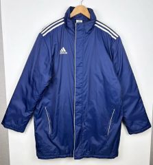 00s [adidas] 中綿ベンチコート ロング丈 3本ライン オールド S - メルカリ
