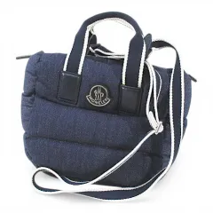 モンクレール MONCLER ミニカラドッグ ダウン バッグ 2WAY ネイビー 紺系  キャンバス地 イタリア製のサムネイル