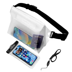 【新品】 DanYee 防水ポーチ 防水ケース 大容量 IPX8取得済み 3重チャック PVC素材 海水浴 プール 釣り バイク ウエストバッグ 防水パック 携帯 母の日ギフト Mother's Day クリア