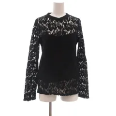 ページボーイ PAGE BOY 美品 カットソー F 黒 ブラック 総レース ラウンドネック 長袖 /NL ■ECF004