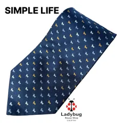 ワケあり SIMPLE LIFE（シンプルライフ） シルク100％ ネクタイ / ネイビー / 犬刺繍 / 日本製 値下げ不可のサムネイル