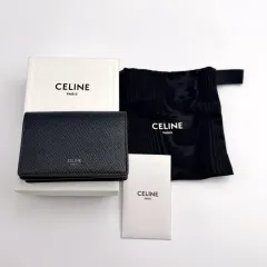 Celine セリーヌ ビーズ ビジネス カード ホルダー グレイン カーフスキン ブラック