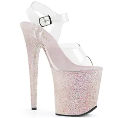 PLEASER【即納】プリーザー・グリッターフラミンゴ厚底サンダル/品番:FLAMINGO-808LG/FLAM808LG/20cmヒールダンスシューズ/ダンス/ストラップサンダル/ピンヒール/グリッターサンダル/レディース/オパール/ホワイトパール/白のサムネイル