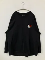 UNIQLO UT ユニクロユーティー Tシャツ/カットソー L ブラック 前面プリント バックプリント ブランドロゴ ミドル丈 長袖 クルーネック(丸首)