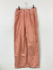 aimoha アイモハ デニムパンツ XS ピンク フルレングス 無地 ワイド・ルーズ スタンダード ストレート ハイウエスト レギュラー