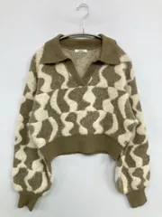 MURUA ムルーア ニット/セーター F ブラウン ナイロン ニット その他総柄 ショート丈 長袖 Vネック