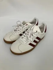 adidas アディダス スニーカー 23.5 ホワイト レザー・本革 ブランドロゴ ライン柄 紐 ローカット