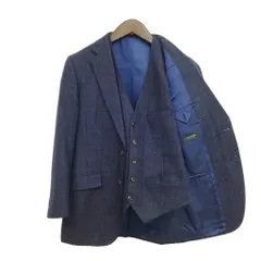 麻布テーラー azabu tailor Jet Cruise ロロピアーナ生地 2ピース ジャケット ジレ ベスト チェック柄 ネイビーのサムネイル