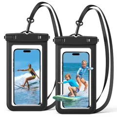 【新品】 【2枚セット 完全防水】スマホ 防水ケース IPX8認定 海 プール 温泉 カバー 携帯 ドライバッグ 水中撮影 顔認証 首かけ ストラップ付き 密封 保護 雪山 ビーチ 入浴 水泳 潜水 サーフィン 登山 野外ライブ 釣り スキー スノボ iP 1