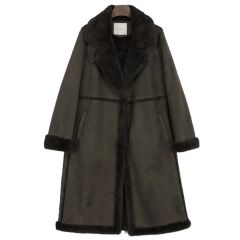 OLIVE des OLIVE スリムウエストファー付きコート ブラック - メルカリ