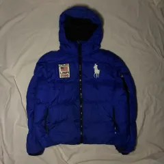 ポロ ビックポニー 星条旗 ブルー パファー ダウン XL