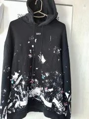 オフホワイト ブラック ペイント フード Tシャツのサムネイル