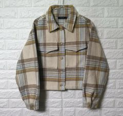 コーデュロイ切替チェックシャツジャケット L アメカジ ブルゾン 