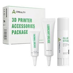 Creality 3D Printing Supplies Combo: Warping Reduction 3D Printer Glue Sticks + High Thermal Conductivity 250℃ Resistant Thermal Paste + Non-toxic, Odorless, Noise Reduction & Lubricating Oil Lubricant [3] [Thermal Paste + Lubricant + Adhesive]