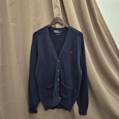 ポロラルフローレン リネンミックス カーディガン L ネイビー系 現行