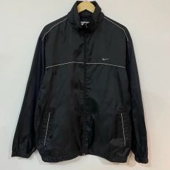 00s Nike ブラック ナイロン ジップアップジャケット 裾ドローコード M