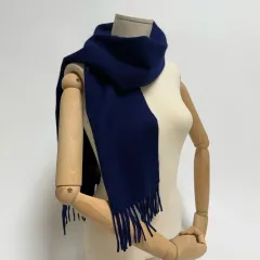 カシミア 100% 딥ネイビー マフラーのサムネイル