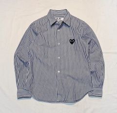 即完M⭐️】コムデギャルソン プレイ ストライプシャツ ハートロゴ 黒