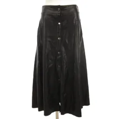 ザラ ZARA フェイクレザー スカート ロング フロントボタン ブラック M