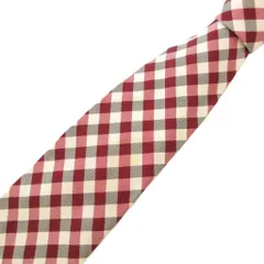 ポールスミス PAUL SMITH ヴィンテージ ネクタイ 絹 シルク チェック柄 ベージュ レッド ブラック /UO
