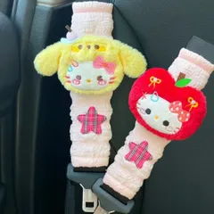 可愛い シートベルトカバー 2個セット 車用 肩パッド 高級感 おしゃれ 四季兼用（ピンク/ホワイト）