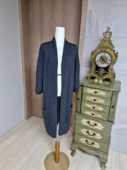 VINCE/ヴィンス カシミア100 カーディガン ロング丈/55 77/チャコール/7分バルーンスリーブのサムネイル