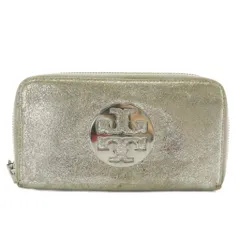 トリーバーチ TORY BURCH 長財布 レザー ラウンドファスナー ロゴ シルバー金具 シルバー色 /XZ ■GY18