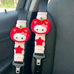 可愛い シートベルトカバー 2個セット 車用 肩パッド 高級感 おしゃれ 四季兼用（ピンク/ホワイト）