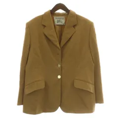 バーバリーズ Burberrys 90'S 白タグ ヴィンテージ テーラードジャケット ウール シングル 3B 総裏地 肩パッド ノーベント ロゴ 金ボタン 46 M 茶色 ブラウン /XZ ■GY01