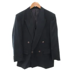 ランバン LANVIN ヴィンテージ テーラードジャケット ブレザー ダブル ウール R48-45 紺 ネイビー /FF ■GY50