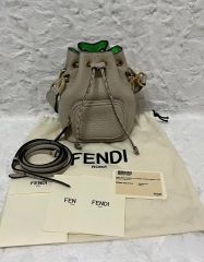 極美品！FENDI モン トレゾール ミニ バケットバッグ2wayFF柄希少色緑 