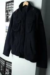 (M-L) Abercrombie アバクロンビー ジップアップ ウィンドブレーカー アウター ジャケット ネイビー ウール レア -166F4のサムネイル