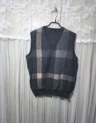 DAKS ダックス メンズ CHECK Vネック ウール100%ニット ベストのサムネイル