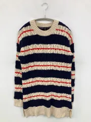 J.CREW ジェイクルー ニット/セーター S ネイビー ボーダー柄 ライン柄 ミドル丈 長袖 クルーネック(丸首)