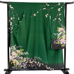 振袖 深緑 正絹美品 - メルカリ