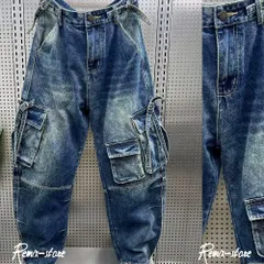★BRAND NEW！アメリカンスタイル ヘヴィミリタリー ブリーチ ルーズ デニムカーゴパンツ S～3XL ワーク ペインター 大きいサイズ★705