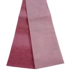 【美品】半幅帯 優品 幾何学 よろけ縞 ピンク 化繊 【中古】