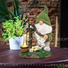 かわいい妖精ノームのガーデニングオブジェ 置物 ガーデンライト 木こり 妖精 白い髭のおじさん ガーデンオーナメント LEDライト オブジェ  ソーラー 自動点灯 おすすめ かわいい インテリア雑貨 ポンプ yaamのサムネイル