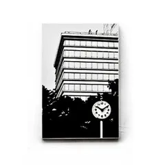 Canvasworks ビルの見える公園 ウォールクロック 風景画 壁掛け時計 novelax 能登夫妻 モノクロ モノトーン シンプル パネル 47005 Canvasworks ビルの見える公園 ウォールクロック 風景画 壁掛け時計