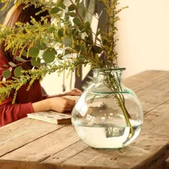 リサイクルガラス フラワーベース DIECISEIS クリア 花瓶 大きい 透明 ガラス インテリア シンプル おしゃれ ヴィンテージ 風 84221 リサイクルガラス フラワーベース DIECISEIS クリア 花瓶 大きい 透明