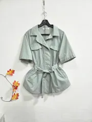 QUEENスタイル ミント色 ベルト シャツ ジャケット 95