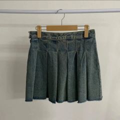 AmlyCity デニムフリンジプリーツスカート ピンク りなてぃ - メルカリ