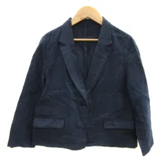 スピック＆スパン ノーブル Spick&Span Noble テーラードジャケット ショート丈 シングルボタン 無地 リネン 36 紺 ネイビー /YS12のサムネイル