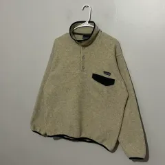90s patagonia パタゴニア Synchilla（シンチラ） スナップ-T ベージュ/ブラック ジャマイカ